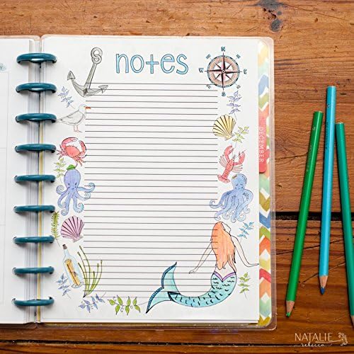 Printed Notes Insert for Happy Planner, Adult Coloring Book Planner, Create 365 Planner Pages, Nautical