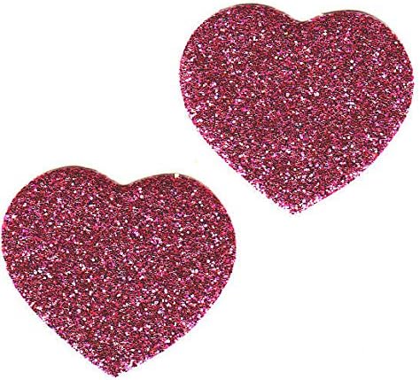HEARTS-PINK GLITTER (2 Pc)Iron On Applique Patch/Valentines, Heart, Love