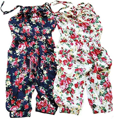 Froomer Baby Girls Floral Romper Jumpsuits Playsuit Overall Spaghetti Straps Top