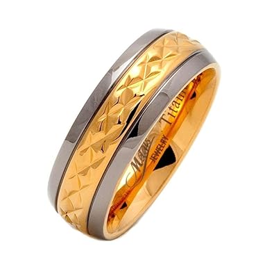 7mm titanium and gold wedding ring