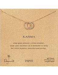 Dogeared Triple Karma Ring Necklace, Mixed Metal/Gold Dipped