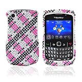 Blackberry Curve 8520 Bling Case Plaid Pink Black TOOL