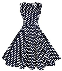 Polka Dot Print Sleeveless Nylon/Spandex Bridesmaid Dress 