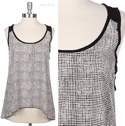 CSG Casual Sleeveless Sheer Open Back High Low Hem A Line Tank Top Round Neck