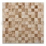 Ivory 1 x 1 Hi Low Split Faced Travertine Mosaic Tile