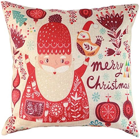 ABCsell 2016 Cotton Merry Christmas Santa Claus (18"X18") Home Square Decorative Throw Pillow Cover Cushion Cover Pillow Case Cushion Case