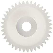 Spur Gear, 20 Degree Pressure Angle, Acetal, Inch, 20 Pitch, 0.650" Pitch Diameter, 1/4" Bore, 0.650" OD, 3/8" Face Width, 13 Teeth