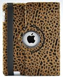 LiViTech(TM) Cheetah Fur PU Leather Pattern 360 Degress Rotating Stand and cover for Apple iPad 3 or iPad 2 (Light Brown)
