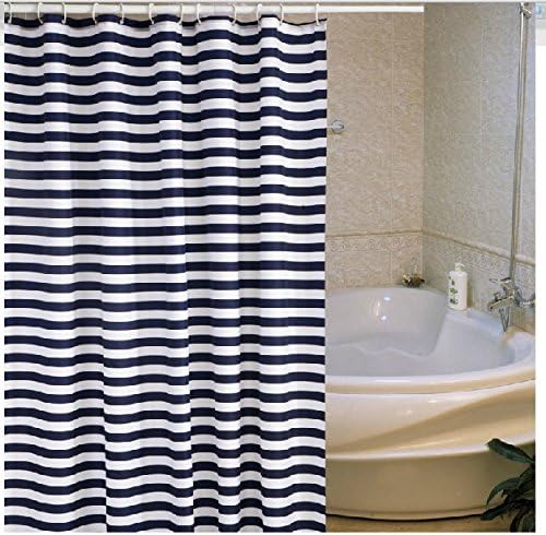 Dark Blue High-quality Polyester Fabric Shower Curtain with Dark Blue Stripes Design, Graceful Bathroom Accessory, Stylish Shower Curtains,Thickened, Waterproof and Mildewproof Shower Curtain, 60x72 inches(150x180cm)