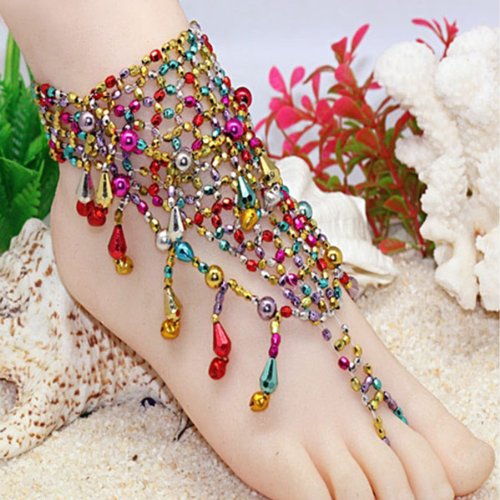 HuaYang 1X Indian Style Barefoot Sandal Adorn Extensible Foot Ring Anklet Chain Beach Party