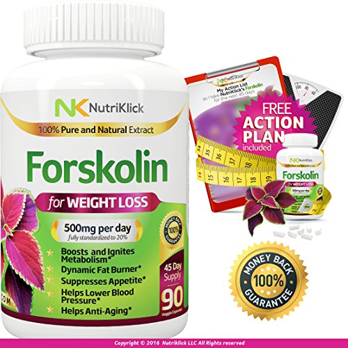 Forskolin for weight Loss - Diet Supplement - Slimming Pill - Lose Belly Fat - Increases Metabolism - Dietary Antioxidant Vitamin - Belly Fat Burner - No Caffeine - 100% Money Back Guarantee