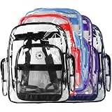 K-Cliffs Clear Transparent PVC Multi-pockets School Backpack/ Outdoor Backpack with Color Trim