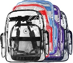 K-Cliffs Clear Transparent PVC Multi-pockets School Backpack/ Outdoor Backpack with Color Trim