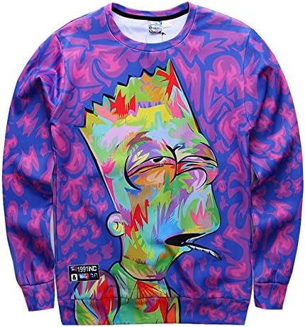 CHIC Harajuku style Women Men cartoon the Simpson 3D Sweatshirt Pullover (S)
