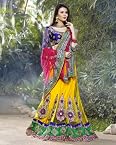 Yellow Majenta/Voilet Net Saree with Blouse