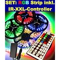 RGB LED STREIFEN STRIP LEISTE 5mt RGB inkl. XXL-44Tasten-IR-Controller und Netzteil