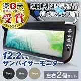 【4分配器付】SHARP液晶12.2インチサンバイザーモニター 【ブラック】 左右2個セット DLC