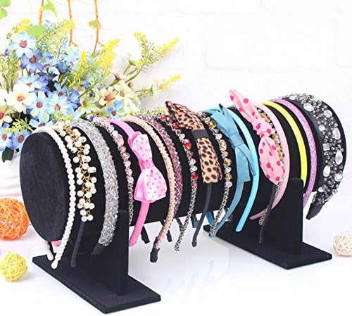 Lovef 14'' Rose Red /Black Velvet Hairband Headband Holder Retail Shop Display Stand Rack Holder (Black)