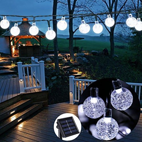 Solar Powered Garden Lights String - Angeka 20 Foot Long Lights String 30 LED Lights  White Fairy Lighting for Home, House, Party, Wedding, Birthday Decoration(Globe Lights)