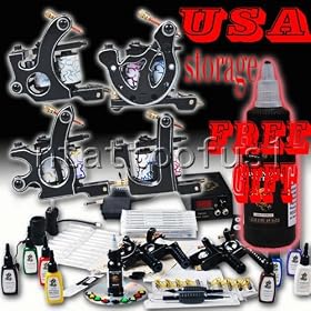 Complete Tattoo Kit 6 Guns Tattoo Machine with Liner Shader Gun Power Supply Ink more T06