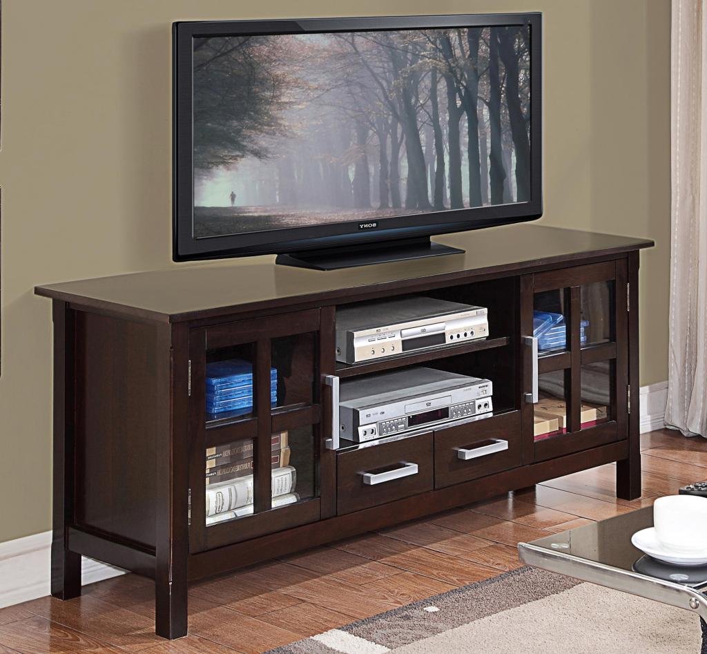 Simpli Home Kitchener TV Stand, 60"W x 24"H, Dark Walnut
