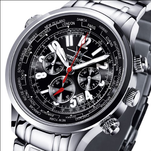 FIREFOX Chronograph Herrenuhr WORLDTIMER FFS40-102 schwarz