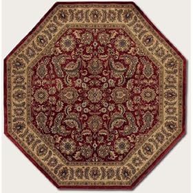 5'10 Octagon Area Rug Classic Persian Design in Persian Red