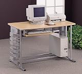 Brushed Aluminum Finish Computer Desk/Workstation Table w/Pull Out Keyboard Tray