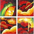 Musical Dreams Original Hand-Painted Oil on Canvas 4-pc. Set