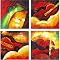 Musical Dreams Original Hand-Painted Oil on Canvas 4-pc. Set