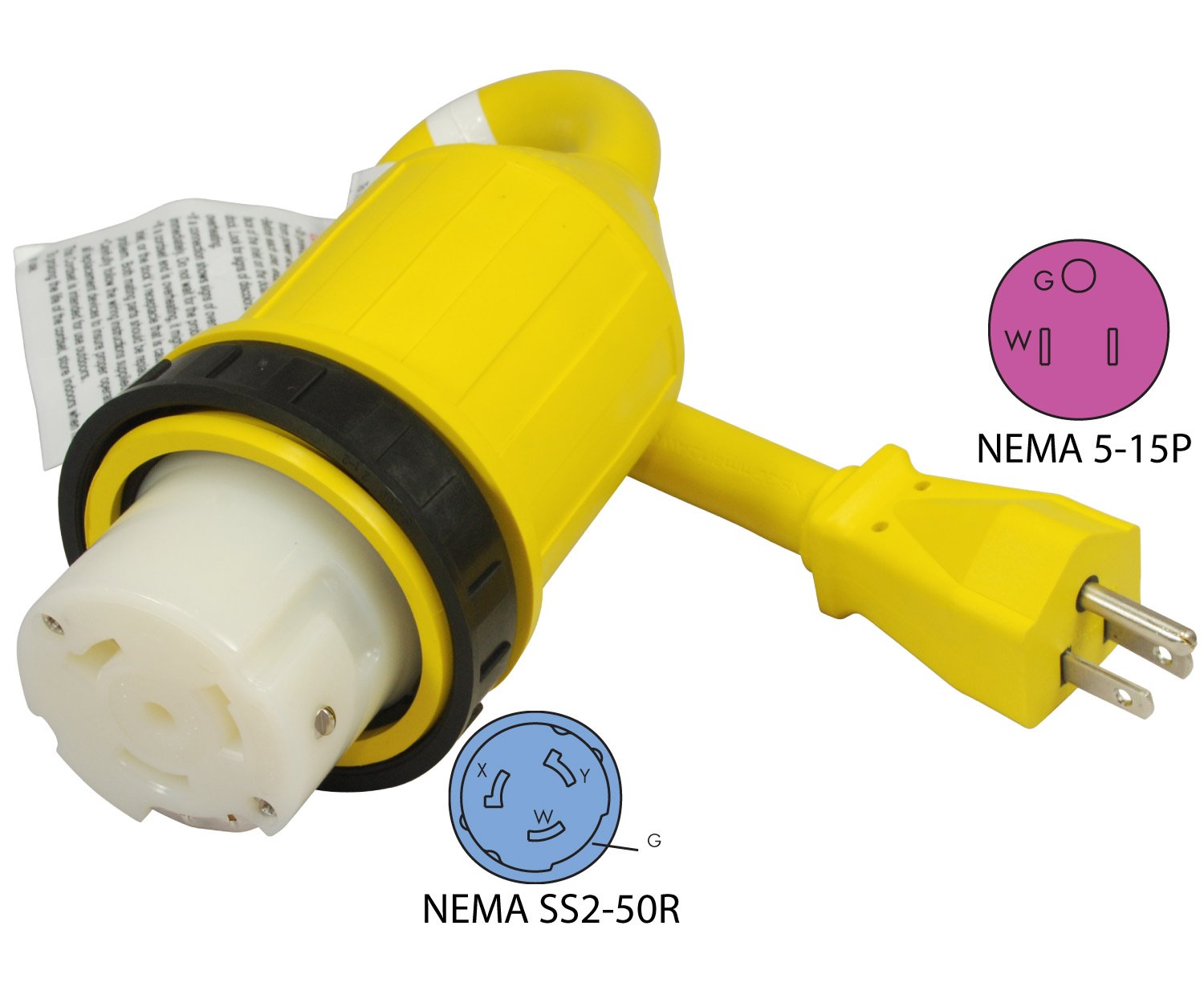 Conntek 14222 RV 1.5Foot Pigtail Adapter Power Cord 15 Amp Male Plug