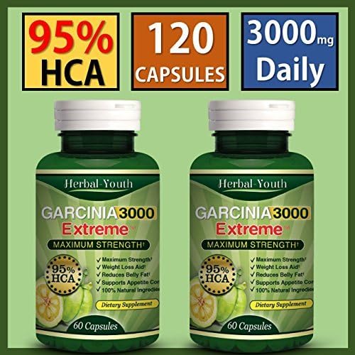 2 X Bottles-3000mg Daily Garcinia Cambogia- HCA 95% Weight Loss Diet Slim, Powerful NEW Garcinia Cambogia Extract by Herbal Young