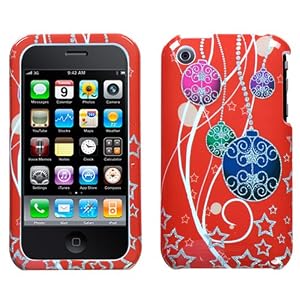 Xmas/ Christmas Ornaments (Sparkle) Hard Cover Case Skin Protector for Apple iPhone 3GS/ 3G/ 3rd Generation + Free Stars Stripes Silicone Wristband