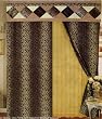 Leopard Print Patchwork Curtains/drapes with Attach Valance & Sheers Set