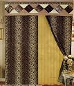 Leopard Print Patchwork Curtains/drapes with Valance & Sheers 8 Piece Set