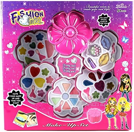 Fashion Flower Case Pretend Play Toy Make Up Case Kit, Washable, Safely Formulated for Children