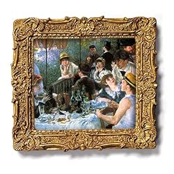 Luncheon of the Boating Party - Gold Frame Magnet with pop-out easel (2-3/4" x 2-1/2")