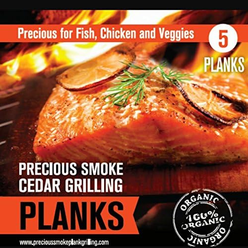 Grourmet Cedar Planks or Boards for Grilling or Cooking Salmon - Fish - 5pk - Great Gifts - Lifetime Money-back Guarantee Afire Wood 100% Eco Friendly FSC Certified Free of Any Chemical Additives Use Food Grade Lubricants Made in USA From Western RED Cedar
