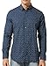 Bentibo Mens Navy Casual Pattern Printed Long Sleeve Button Down Cotton Dress Shirts M