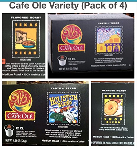 H.E.B Cafe Ole Variety Single Serve Coffee Cups San Antonio; Houston; Texas Pecan & Donut Shop 12 cts (Pack of 4)