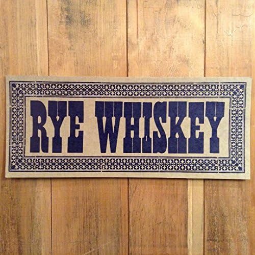 Rye Whiskey Letterpress Blue Sign
