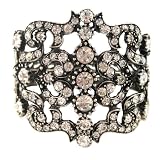 Leslie Danzis - Vintage Inspired Ornate Crystal Cuff Bracelet