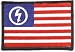Search : Marilyn Manson - USA Flag with Lightning Bolt Logo - Embroidered Iron On or Sew On Patch (United States of America / American)