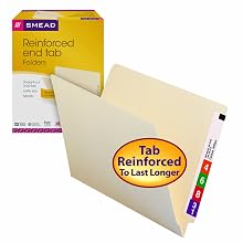 Smead End Tab File Folders, Letter Size, Straight Cut, Reinforced Tab, 11 Point, Manila, 100 Per Box (24110)