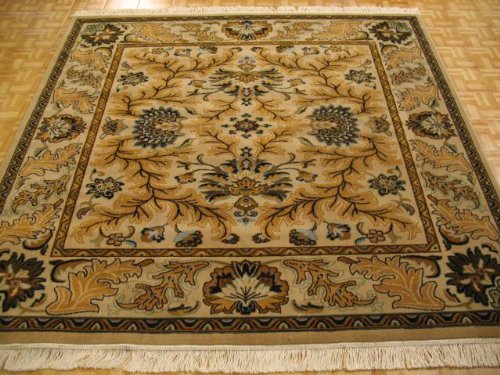 7x7 Cream Persian Meshkabad Square Rug