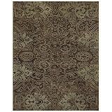 Brown and Light Green Floral Hand Tufted Wool Rug
