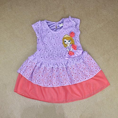 Girls Princess Sofia Summer Party Dress Tulle Flower Printed (4/5Y, Pink)