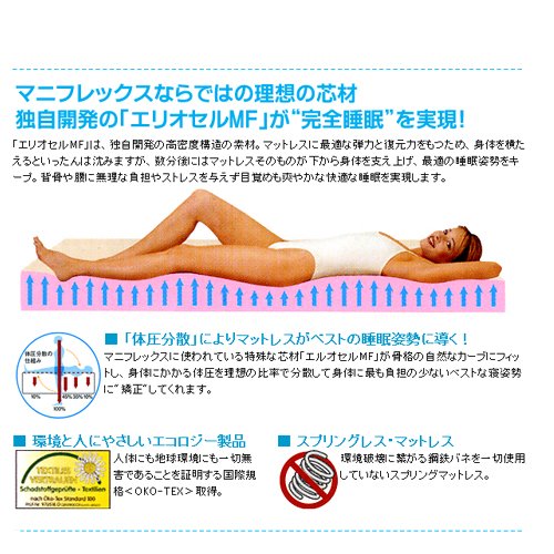 《おまけ付》マニフレックス マットレス 敷きパッドタイプ 【スーパーレイEX】 グレー シングルサイズ