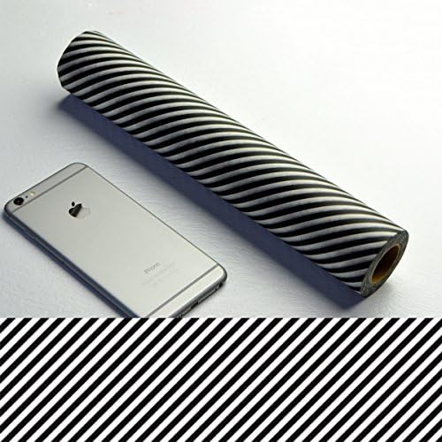 Washi Masking Tape Extra Large 12in Wide Black & White Bias Stripe Pattern