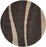 Safavieh Florida Shag Collection SG451-2813 Dark Brown and Beige Shag Round Area Rug, 6-Feet 7-Inch Round